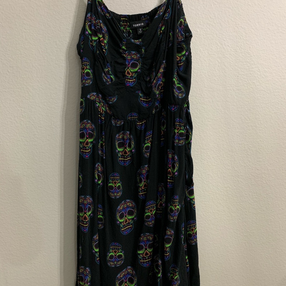 Skull Print Bow front challis dress from Torrid